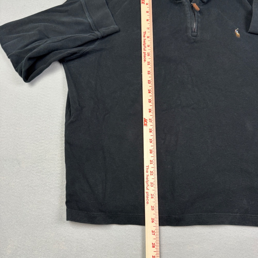 Polo Ralph Lauren Mens XL Estate Rib Quarter Zip Pullover Black Cotton Sweater - Picture 6 of 7
